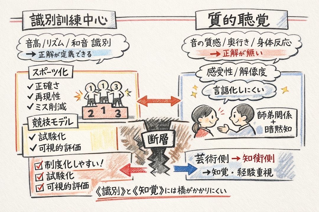 識別訓練と質的な聴覚の訓練の違い